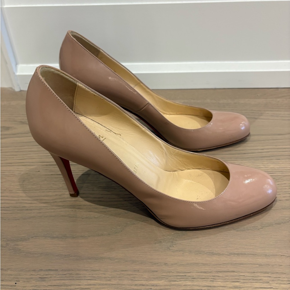 Christian Louboutin 85mm Nude Patent Leather Pumps 39.5 Summer - Picture 3 of 13